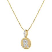 Initial R -Designer 14K Gold and Diamond Initial Pendant