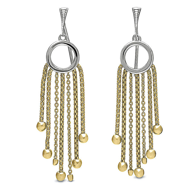 Peter Storm Lustro Sterling Silver and Yellow Gold Chain Drop Earrings - Aatlo Jewelry Gallery