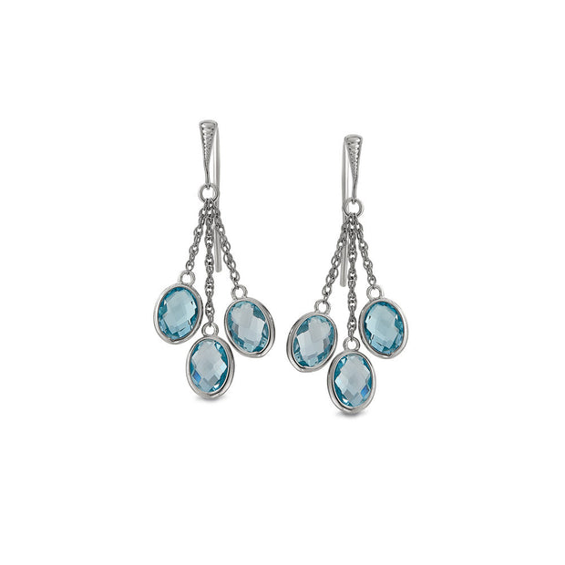 Peter Storm Blue Topaz with Silver Chain Drop Earrings - Aatlo Jewelry Gallery