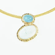 Michael Baksa Natural Blue Topaz and Aquamarine 14K Gold Pendant - Aatlo Jewelry Gallery