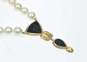 Michael Baksa 14k Yellow Gold Black Druzy And Rutilated Quartz With Yellow Beryl Pearl Necklace - Aatlo Jewelry Gallery