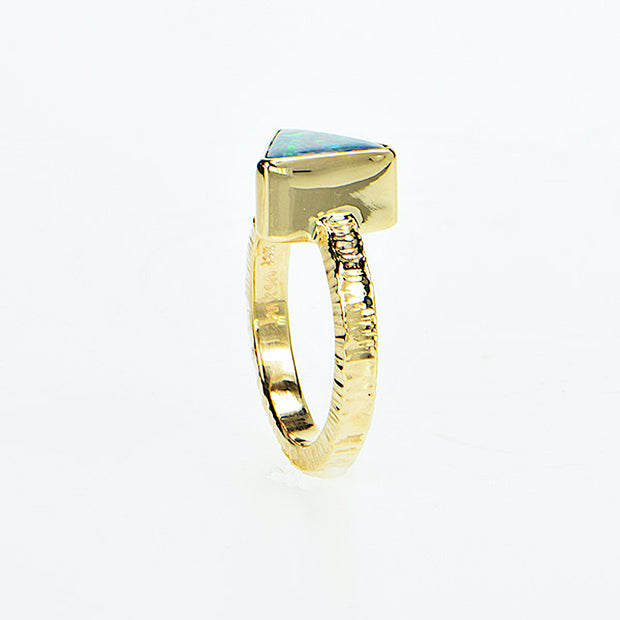 Michael Baksa 14K Gold  Black Opal Doublet Ring - Aatlo Jewelry Gallery