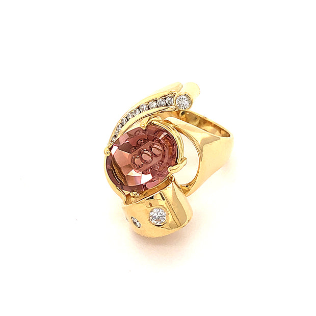 Aatlo/Anderson Blossom Pink Tourmaline and Diamond RIng