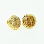 Michael Baksa Camel Druzy Quartz 14K Yellow Gold Earrings