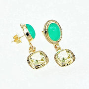 Michael Baksa 14k Yellow Gold Green Chrysoprase and Yellow Beryl Drop Earrings - Aatlo Jewelry Gallery