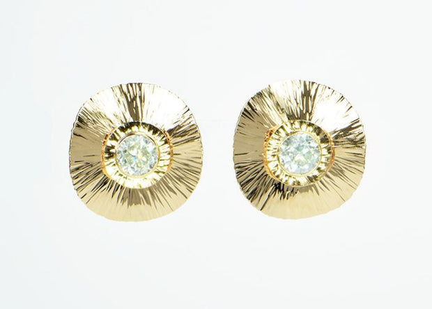 Michael Baksa 14K Yellow Gold Large Natural White Zircon Convertible Earrings - Aatlo Jewelry Gallery