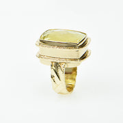 Michael Baksa Large Lemon Citrine 14K Gold Hammered Ring - Aatlo Jewelry Gallery
