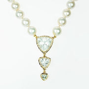 Michael Baksa 14K Gold Ice Blue Aquamarine And Freshwater Pearl Necklace - Aatlo Jewelry Gallery