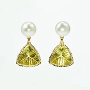 Michael Baksa 14k Yellow Gold Lemon Citrine and Freshwater Pearl Drop Earrings - Aatlo Jewelry Gallery