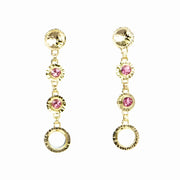 Michael Baksa Pink Tourmaline and Moonstone 14K Gold Drop Earrings - Aatlo Jewelry Gallery