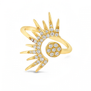 14k Yellow Gold Diamond Sunburst Ring