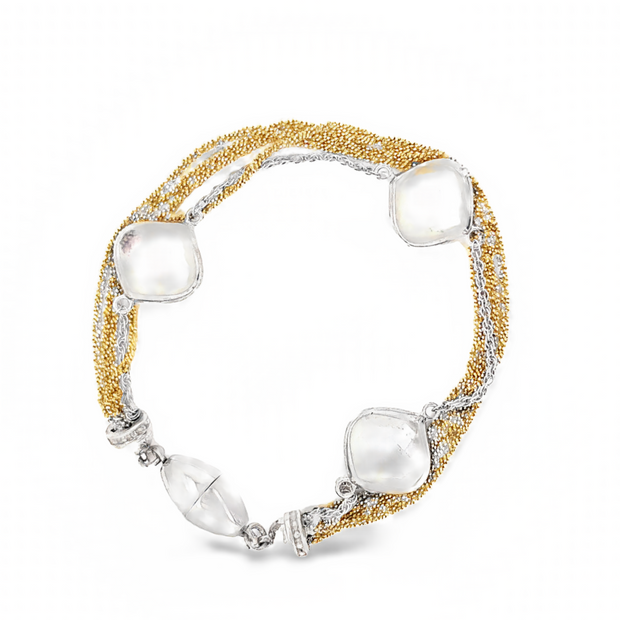 Peter Storm Yellow and White 5 Strand Faceted Moonstone Bracelet