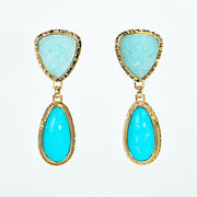 Michael Baksa 14K Gold Sleeping Beauty Turquoise Hemimorphite Druzy Earrings - Aatlo Jewelry Gallery