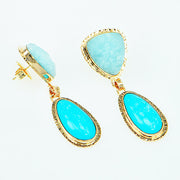 Michael Baksa 14K Gold Sleeping Beauty Turquoise Hemimorphite Druzy Earrings - Aatlo Jewelry Gallery