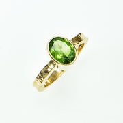 Michael Baksa 14K Gold Light Green Tourmaline Ring