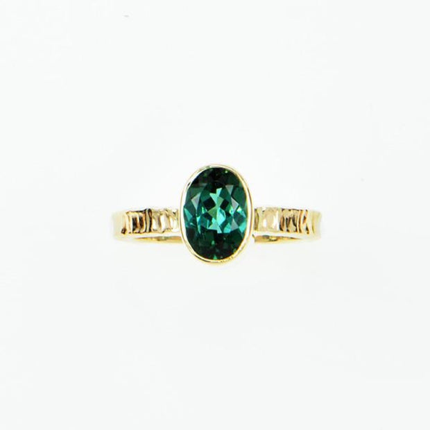 Michael Baksa 14K Gold Faceted Indicolite Tourmaline Ring - Aatlo Jewelry Gallery