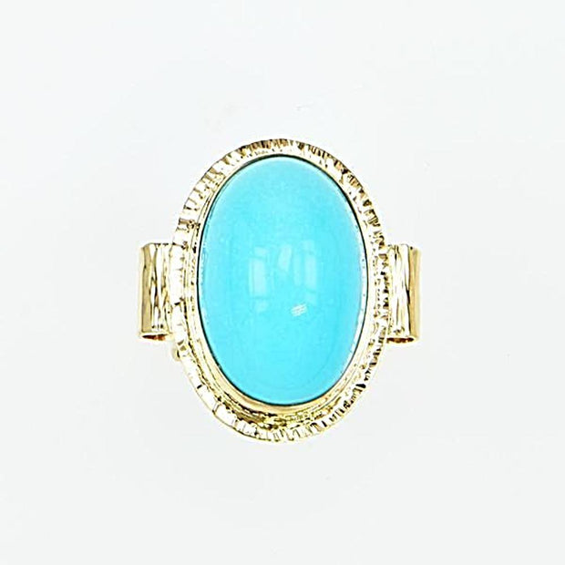 Michael Baksa 14K Gold High Dome Sleeping Beauty Turquoise Ring - Aatlo Jewelry Gallery