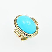 Michael Baksa 14K Gold High Dome Sleeping Beauty Turquoise Ring - Aatlo Jewelry Gallery