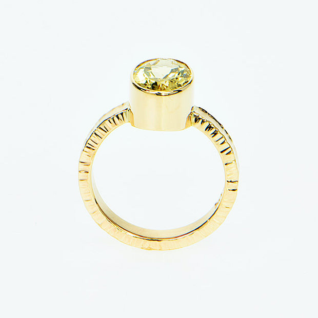 Michael Baksa 14k Yellow Gold and Yellow Beryl Gemstone Ring