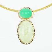 Michael Baksa Yellow Beryl and Bright Green Chrysoprase 14K Gold Pendant - Aatlo Jewelry Gallery